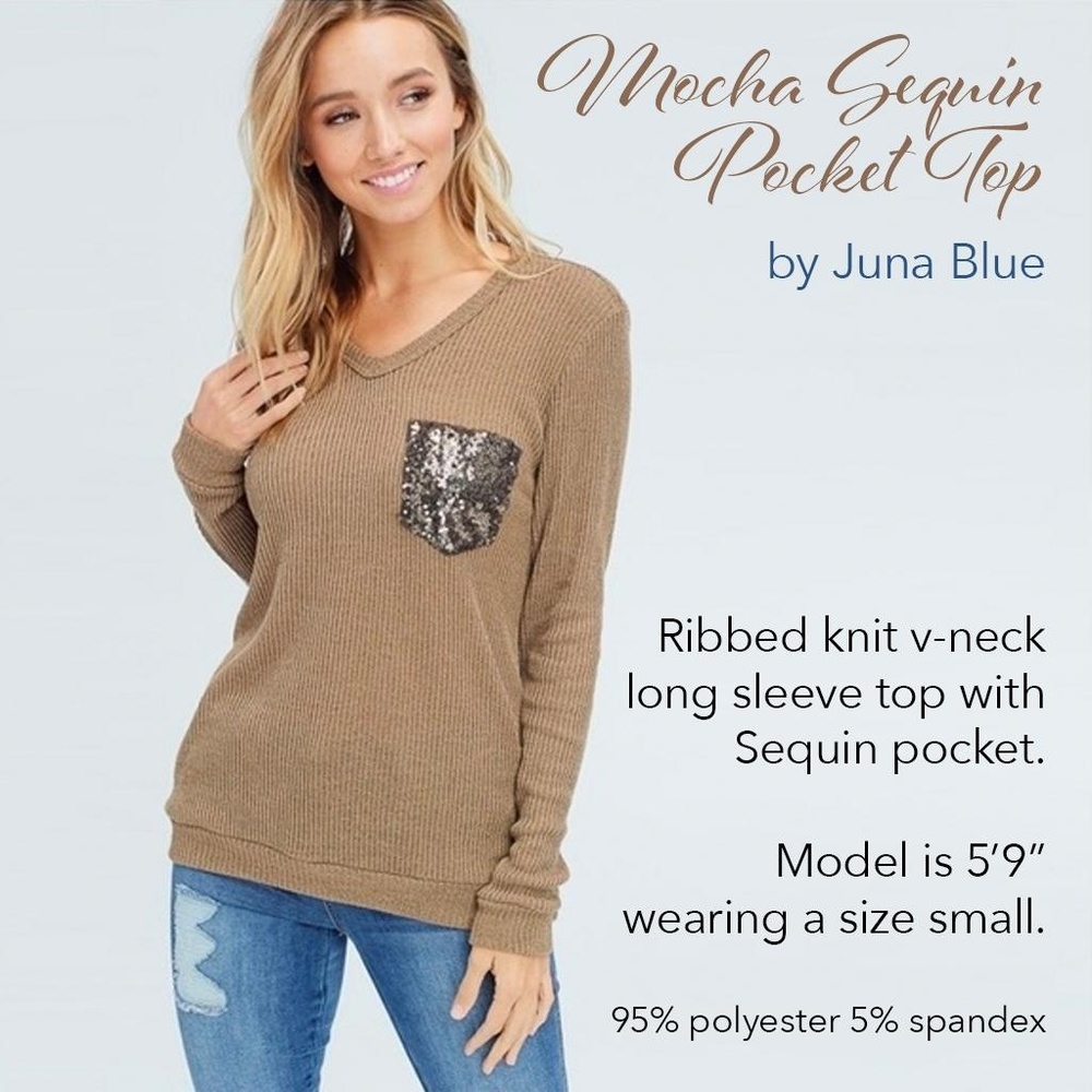 Mocha Sequin Pocket Top